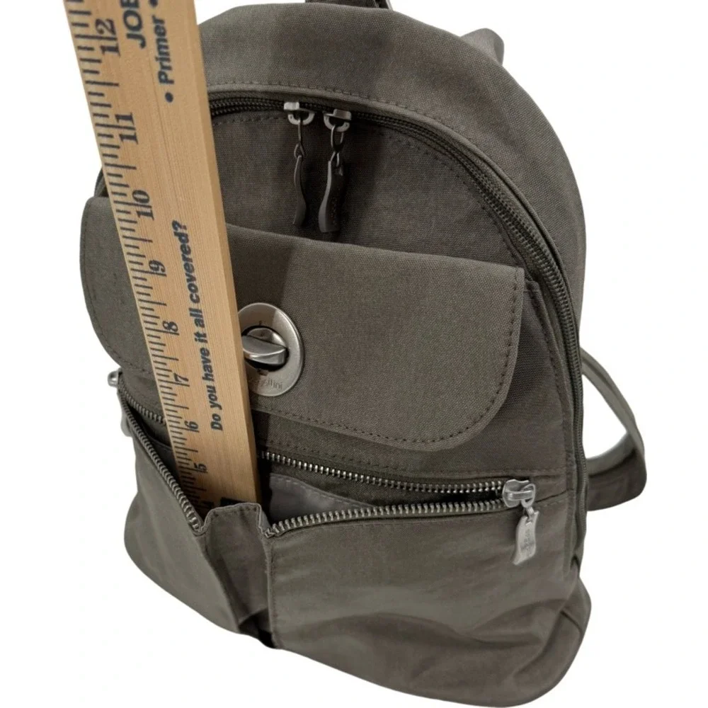 BAGGALLINI Naples Small Backpack Sling Bag Gray Nylon Convertible Travel Mini‎